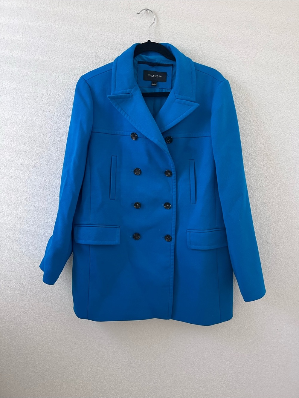 Ann Taylor Women’s Double-Breasted Blue Peacoat